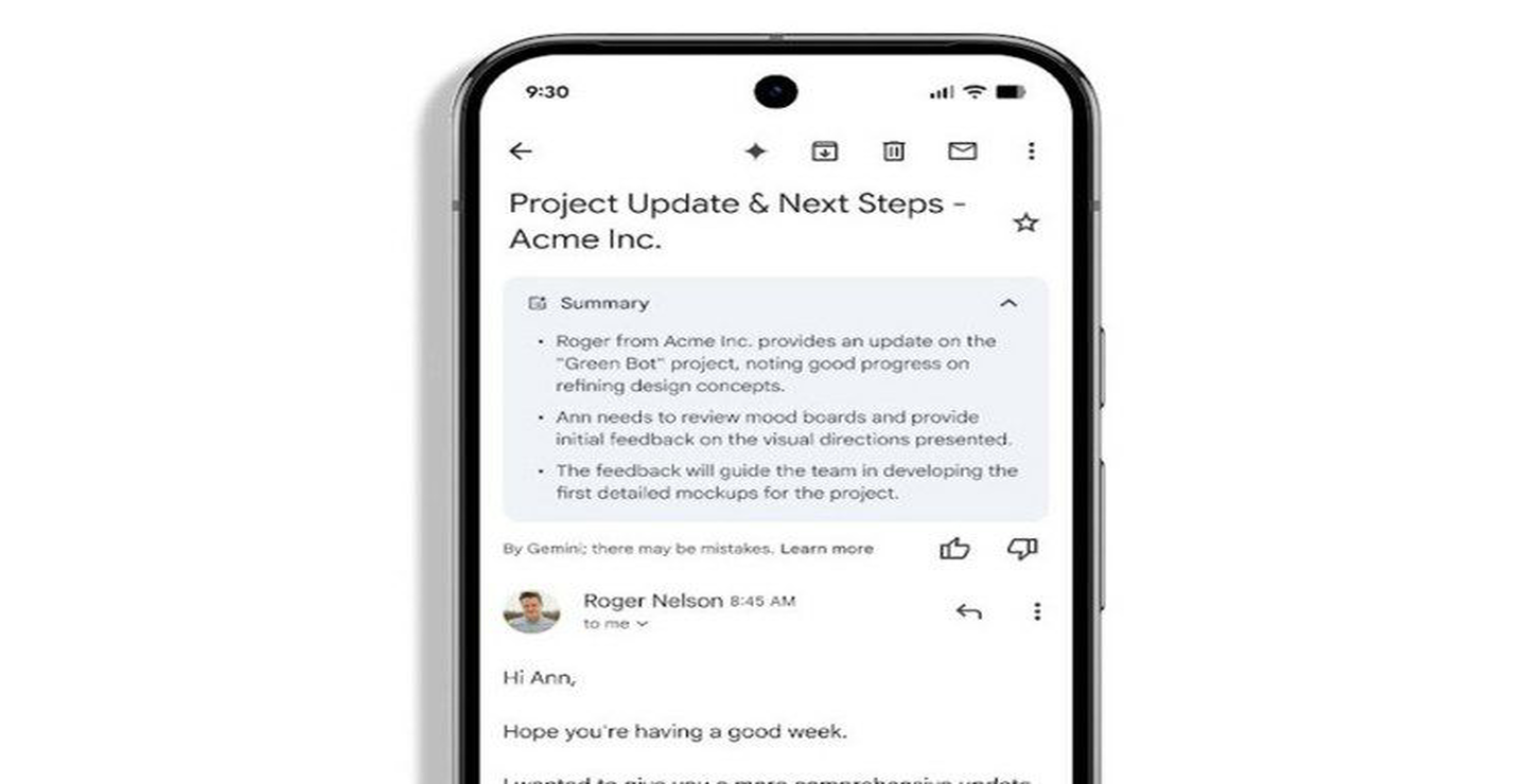 خلاصه سازی خودکار مکالمات با هوش مصنوعی در Gmail